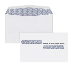 Adams Gummed Double Window Envelope for Tax Form, 5 5/8" x 9", White, 100/Pack (DW4ALT100)* Security Tinted