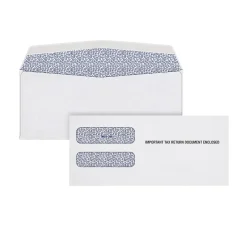 Adams Gummed W-2 Double Window Envelope, 3 7/8" x 8 1/4", White, 100/Pack (DW3ALT100)* Business