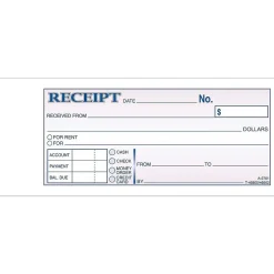 Receipt Book, 7.19"W x 2.75"L, White/Canary, 250 Sets/Pack (DC2701) Accounting & Record Journals