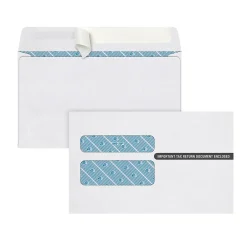 Adams Self Seal Security Tinted Double Window W-2 Tax Form Envelope, White, 100/Pack (7510PS100)* Security Tinted