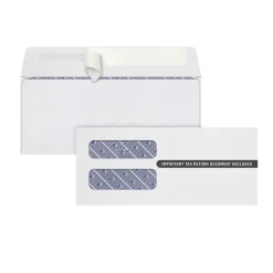 Adams Self Seal Security Tinted Double Window Envelope, 3.75" x 8.5", White, 100/Pack (S1099-3PS)* Security Tinted