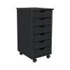 Online 25.8" Solid Pine Roll Cart with 6 Drawers, Matte Black (10016) Storage Cabinets
