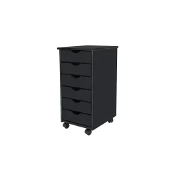 Online 25.8" Solid Pine Roll Cart with 6 Drawers, Matte Black (10016) Storage Cabinets