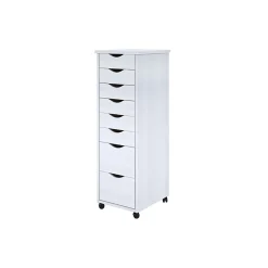 Hot 40.28" Solid Pine Roll Cabinet with 8 Drawers, Whitewash (76183) Storage Cabinets