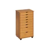 Clearance 40.28" Solid Pine Roll Cart with 8 Drawers, Medium Pine (76154) Storage Cabinets