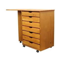 Sale Drop Leaf 7-Drawer Vertical File Cabinet, Mobile, Specialty, Medium Pine, 15" (76178) File Cabinets