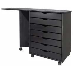 Sale Drop Leaf 7-Drawer Lateral File Cabinet, Mobile, Specialty, Matte Black, 21.4" (76180) File Cabinets