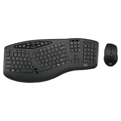 Adesso Tru-Form Media Wireless Ergonomic Keyboard and Optical Mouse Combo, Black (WKB-1600CB)* Ergonomic Keyboard & Mouse Sets