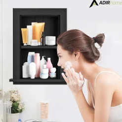 Hot 1-Shelf Wood Bathroom Recessed Wall Shelf, 19