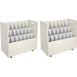 Hot 21-Slot Mobile Roll File, 28.5"H x 30"W x 15.75"D, White, 2/Pack (625-WHI-2PK) File Cabinets