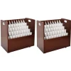 Outlet 50-Slot Mobile Roll File, 28.5"H x 30"W x 15.75"D, Mahogany (626-MA-2PK) File Cabinets