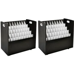 50-Slot Mobile Roll File, 28.5"H x 30"W x 15.75"D, Black (626-BLK-2PK) File Cabinets