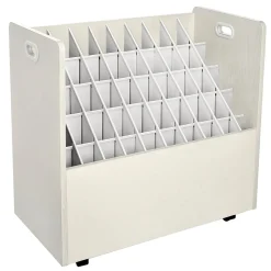 50-Slot Mobile Roll File, Lockable, 28.5"H x 30"W x 15.75"D, White (626-WHI-KIT1) File Cabinets