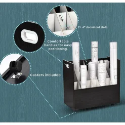 Outlet 21-Slot Mobile Roll File Cabinet, 28.5"H x 30"W x 15.75"D, Black (625-BLK-KIT1) File Cabinets