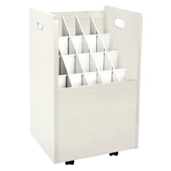 New 20-Slot Mobile Roll File, Lockable, 24.75"H x 15.25"W x 13.25"D, White (624-WHI-KIT1) File Cabinets
