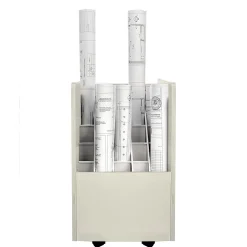 New 20-Slot Mobile Roll File, Lockable, 24.75"H x 15.25"W x 13.25"D, White (624-WHI-KIT1) File Cabinets