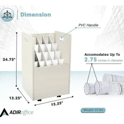 New 20-Slot Mobile Roll File, Lockable, 24.75