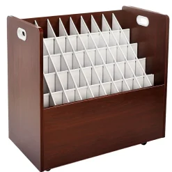 Outlet 50-Slot Mobile Roll File, 28.5"H x 30"W x 15.75"D, Mahogany (626-MA-KIT1) File Cabinets