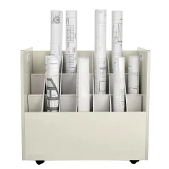 Online 21-Slot Mobile Roll File, Lockable, 28.5"H x 30"W x 15.75"D, White (625-WHI-KIT1) File Cabinets