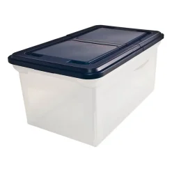 Advantus Extra Capacity File Storage Box with Lid, Letter Size, Clear/Navy (AVT-55797) Sale