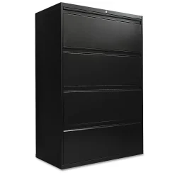 4-Drawer Mobile Lateral File Cabinet, Letter/Legal Size, Lockable, 52.5"H x 36"W x 18.63"D, Black (ALELF3654BL) File Cabinets