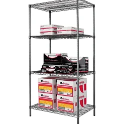 Industrial Wire Shelving Starter Set, 36Wx24"D, Black Anthracite Shelving