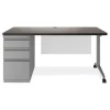 Discount Modern Teacher Series 60"W Pedestal Desk, Charcoal Woodgrain/Gray (MSD6024CH) Computer Desks