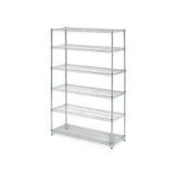 Clearance 6-Shelf Commercial Wire Shelving Kit, 72"H x 48"W x 18"D, Silver (ALESW664818SR) Shelving