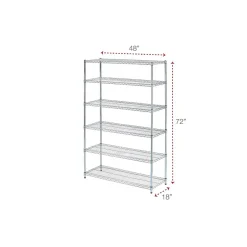 Clearance 6-Shelf Commercial Wire Shelving Kit, 72"H x 48"W x 18"D, Silver (ALESW664818SR) Shelving