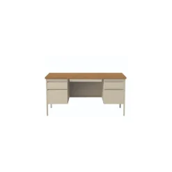 Best 60"W Double Pedestal Desk, Cherry/Putty (ALEHSD6030PC) Office Desks