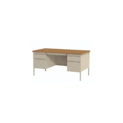 Best 60"W Double Pedestal Desk, Cherry/Putty (ALEHSD6030PC) Office Desks