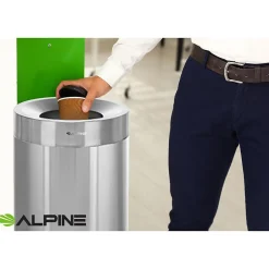 Alpine Industries Commercial Indoor Trash Can, 27 Gallon, Stainless Steel (475-27)