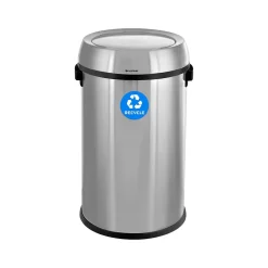 Alpine Industries Commercial Indoor Single-Stream Indoor Recycling Station, 17 Gallon, Stainless Steel (ALP470-65L-1-R)
