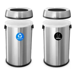 Alpine Industries Commercial Indoor Dual-Stream Recycling/Trash Station, 17-Gallon Each, Stainless Steel (ALP470-65L-R-T)