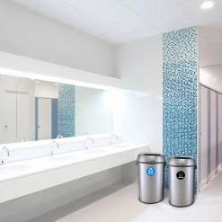 Alpine Industries Commercial Indoor Dual-Stream Recycling/Trash Station, 17-Gallon Each, Stainless Steel (ALP470-65L-R-T)