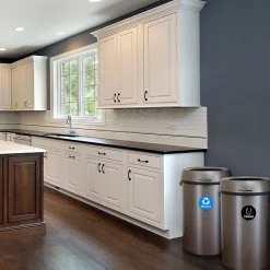 Alpine Industries Commercial Indoor Dual-Stream Recycling/Trash Station, 17-Gallon Each, Stainless Steel (ALP470-65L-R-T)