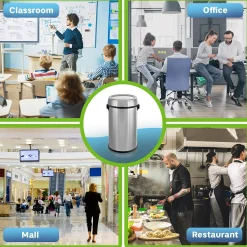 Alpine Industries Commercial Indoor Single-Stream Recycling Station, 17 Gallon, Stainless Steel (ALP470-65L-1-CO)