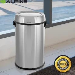 Alpine Industries Commercial Indoor Single-Stream Recycling Station, 17 Gallon, Stainless Steel (ALP470-65L-1-CO)