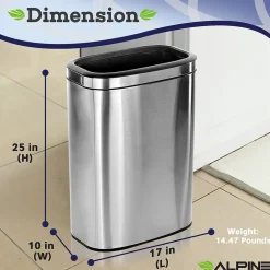Alpine Industries Dual-Stream Recycling Station, 10.5 Gallon, Stainless Steel (ALP470-40L-CO-T)