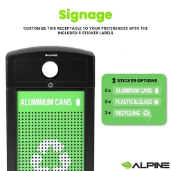 Alpine Industries GS Series Steel Recycling Bin, 40 Gallon, Green (ALP471-40-GS-C)