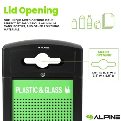Alpine Industries GS Series Steel Trash Can & Recycling Bin Combo, 80 Gallon, Gray/Green (ALP471-40-GYGC-MK)