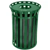 Alpine Industries Metal Outdoor Commercial Trash Can, 38-Gallon, Green (479-38-GRN)