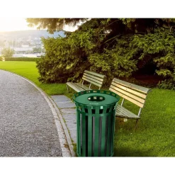 Alpine Industries Metal Outdoor Commercial Trash Can, 38-Gallon, Green (479-38-GRN)