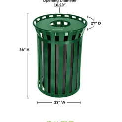 Alpine Industries Metal Outdoor Commercial Trash Can, 38-Gallon, Green (479-38-GRN)