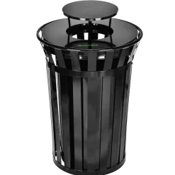 Alpine Industries Metal Slatted Outdoor Commercial Trash Can with Rain Bonnet Lid and Liner, , 38 Gal. (479-38-1)