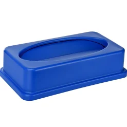 Alpine Industries Plastic Recycle Bin and Lid, 23 Gallon, Blue, (477-R-BLU-PKG2)