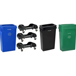 Alpine Industries Plastic Indoor Slim Trash Can with Lid, 23 Gallon, Multicolored, 3/Pack (477-PKD1)