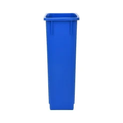 Alpine Industries Polypropylene Commercial Indoor Trash Can with Swing Lid and Dolly, 23-Gallon, Blue (ALP477-BLU2-PKD)