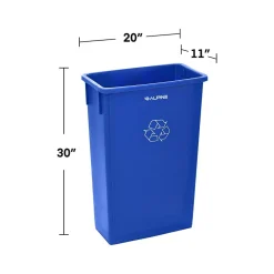 Alpine Industries Polypropylene Commercial Indoor Trash Can with Swing Lid and Dolly, 23-Gallon, Blue (ALP477-BLU2-PKD)