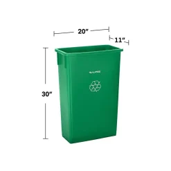 Alpine Industries Polypropylene Recycling Bin with Swing Lid and Dolly, 23-Gallon, Green (ALP477-GRN1-PKD)